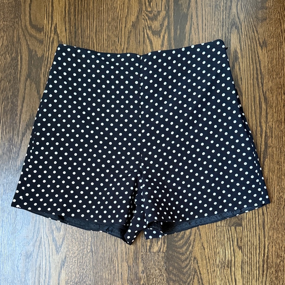 Zara Black and White Polka Dot High Waist Shorts